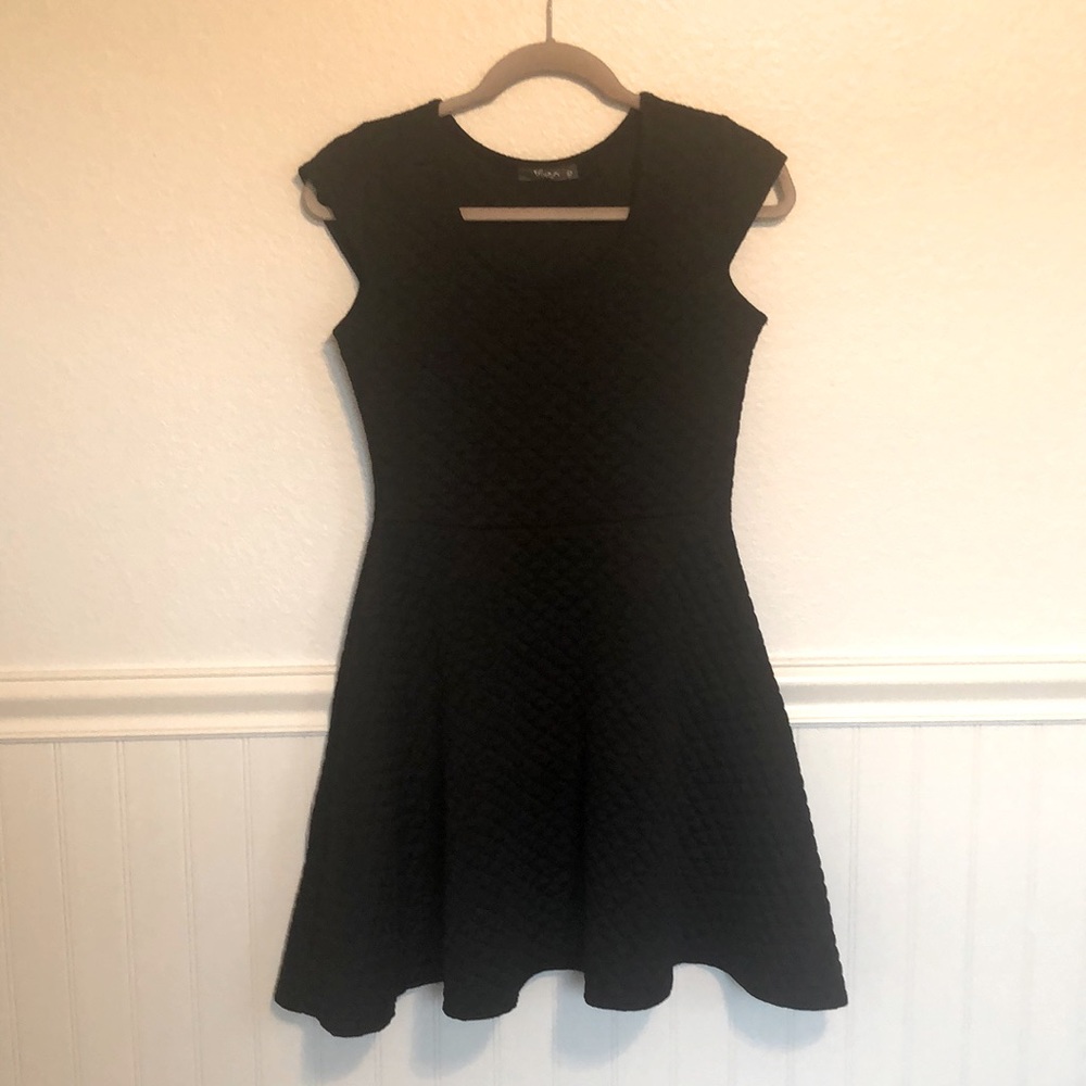 Pine Black Quilted A-Line Dress L